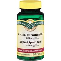 Spring Valley - Acetyl L-Carnitine 400 mg Plus Alpha Lipoic Acid 200 mg, 50 Capsules