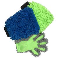 Polyte Microfiber Chenille Car Wash and Dust Mitt and Glove Set, 3 Pack