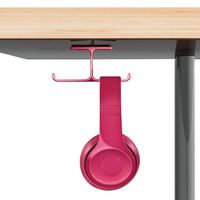 Under Desk Headphone Stand Mount, 6amLifestyle 3M Adhesive Hook Under Desk Dual Headset Stand Holder Pink Color