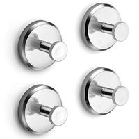 HOME SO Suction Cup Hooks for Shower, Bathroom, Kitchen, Glass Door, Mirror, Tile - Loofah, Towel, Coat, Bath Robe Hook Holder for Hanging up to 15 lbs - Waterproof & Rustproof, Chrome (4-Pack)