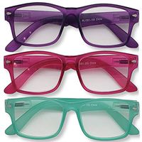 Reading Glasses with Spring Hinges Designer Style for Men or Woman Value Pack of 3 (Pastel, 3.25)