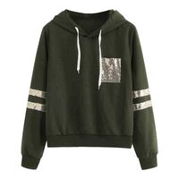 WYTong Newest! Women Sequin Pocket Pullover Hoodie Sweatshirt Teen Girl Casual Long Sleeve Jumper Crop Pullover Top