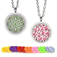 TeaMaX 2PCS Aromatherapy essential oil diffuser necklace, Two Patterns Pendant Locket Jewelry,beautiful life perfume