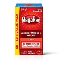 Omega-3 Krill Oil 350mg Softgels, MegaRed (120 count in a bottle), EPA & DHA Omega-3 Fatty Acids With No Fishy Aftertaste Unlike Fish Oil, Contains Antioxidant Astaxanthin