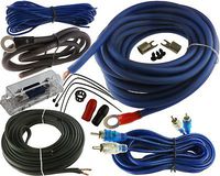 VOODOO Blue 8 AWG True spec Gauge Amp Amplifier Install kit RCA Speaker Wire ANL