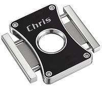Personalized Caseti Dion Black Double Guillotine Cigar Cutter with Free Engraving