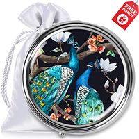 Pill Box Case with Design. 3 Compartments. 3 Times A Day Organizer for Vitamins Supplements Medication Storage. Portable for Purse & Pockets. Travel Essentials. Vintage Peacocks