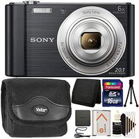 Sony CyberShot DSC-W810 20.1MP 6X Optical Zoom Digital Camera Black with 16GB Memory Card Top Accessory Bundle