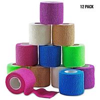 MEDca Self Adherent Cohesive Wrap Bandages 2 Inches X 5 Yards 12 Count with Strong Elastic and Colorful First Aid Tape for Sprain Swelling and Sorenes (Rainbow Color)