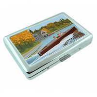 Perfection In Style Metal Silver Cigarette Case Vintage Boat Posters Design 012