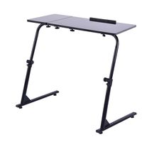 Auwish Sofa Side Table Tray - Height Adjustable Wooden Laptop Stand Folding Computer Student Desk Notebook Tablet Bedside End Tables (Black)