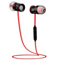 Bluetooth Headphones,EarTime Wireless V4.1 Magnetic In-Ear Stereo Earphones Sweatproof Sports Earbuds with Mic (Support Hi-Fi music,HD calling) (Red)