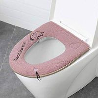 Efaster Toilet Seat Cover Pads with Zipper, Winter Warm Toilet Seat Cushion Mat, Washable Bathroom Soft Thick Toilet Lid Seat Cover Pads Toilet Lids Covers, Best Gift for Your Family (Pink)