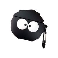 Case for AirPods Pro 2019 Wireless Charging Box,Lovely Cartoon Skin Soft Silicone Shockproof Anti-Scratch Full Protective Cover with Ring Holder for AirPods Pro 2019 (Black)