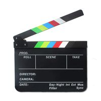 Acrylic Plastic Clapboard Dry Erase Director TV Film Movie Slate Cut Action Scene Clapper Board Slate 12"x10" / 30cmx25cm with Color Sticks and 1 Pen (Black-Color)