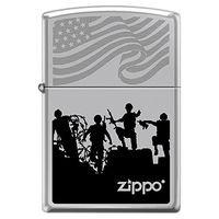 Zippo Custom Lighter Design Barbwire & American Flag Soldiers Jumping Windproof Collectible Lighter. Made in USA Limited Edition & Rare (2015 Model)