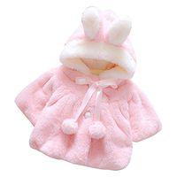 Baby Girls Warm Clothes Infant Cute Fur Winter Hooded Warm Coat Cloak Thick Jacket (6-9 Months, Pink)