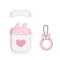 Besown Airpods Case, Airpods Silicone Case Cover Cute Love Claw Shockproof Protective Cover Skin for Apple Airpods Earphones Accessories Charging Case with Keychain （White）