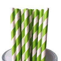 Free DHL 500 pcs Lime Green Striped Paper Straws Bulk, Stripe Lime Green and White Paper Drinking Straws for Party, Wedding, Birthday, Christmas, Mason Jar Straws