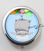 BlackKey Hippo Hippopotamus 3-Compartment Decorative Pocket Gift Box Case Organizer for Pill, Color 1 -2253
