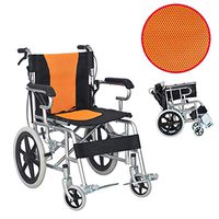 A-MUZI Foldable Portable Travel Wheelchair, Portable Disabled Wheelchair, Suitable for The Elderly, Disabled, Medical Wheelchair,Chrome