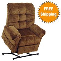 Catnapper Power Lift Full Lay-Out Recliner - Comfort Chaise Seating - Soft and durable polyester fabric (Havana) - Weight Capacity 450 lb.