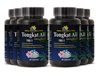 Longjack Bulk Supplements - TONGKAT ALI Root Extract 100 : 1 400MG - Maintain Strength (6 Bottles)