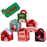 18 Piece Small Christmas Treat Boxes for Xmas Eve Goody Candy Gift Cute Holiday Box Gifts Party Favor Bags