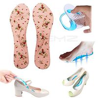 3/4 Gel Foot Shock Absorption Insoles, Arch Support Sport Orthotic Pad, High Heel Flat Feet Massage Inserts, Metatarsal Foot Relief Cushions, for Running Hiking Trainers (Pink Cotton)