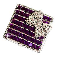 Lzttyee Alloy Portable Women Cigarette Box Case Bling Bling Pocket Carrying Cigarettes Storage Holder (Purple)