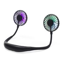 CliniqPro Portable Mini Neck Fan - Small Personal Cooling Device with Flexible Design - LED Light Double Wind Head - USB Rechargeable Battery - Portable, Lightweight Travel Neckband - Black