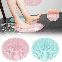 Lazy Bath Massage Pad Silicone Suction Cup Bathroom Shower Mat Non-Slip Bat,Improves Foot Circulation Remove Foot Dead Skin and Reduces Foot Pain (Pink)