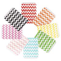 Tvoip 50Pcs Party Favor Paper Bags Chevron Food Saft Craft Treat Candy Popcorn Boxes (Multicolor)
