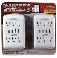 Charging Essentials 4 USB 6 AC Outlet Surge Protector Charging Station Multi Port - 2 PACK
