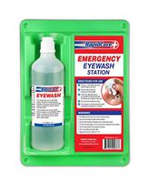 Rapid Care First Aid 663-1 Eye Wash Station, FDA Compliant, Wall Mountable, 32 oz Sterile Isotonic Eye Wash Bottle, 14 1/2" x 11" x 3 1/2"