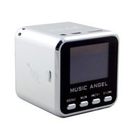 Music Angel JH-MD08D LCD Screen Mini Digital Speaker Clock Alarm TF MP3 Player FM Radio(silver)