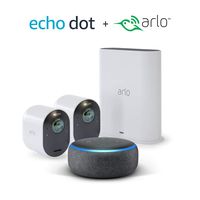 Arlo Ultra - 4K UHD Wire-Free Security 2 Camera System | Indoor/Outdoor Security Cameras with Echo Dot 3rd Gen (Charcoal Gray)