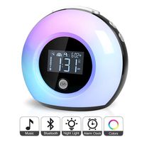AZFUNN Bluetooth Speaker Alarm Clocks for Bedrooms, Night Light Portable Wireless Speaker with 5 Color LED Light and Dimmable Light Night Sleep Lamp for Outdoor Kinds Sleep