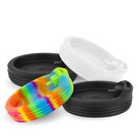 Silipint - Original in Silicone Drinkware - Silicone Lids Set of 4 - Fit Silipint 16oz Pint Cups, 22oz Bomber Cups - Reusable, Unbreakable Non-Plastic Accessory (2 Black, 1 Clear, 1 Hippy)