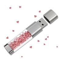 Qingsun Jewelry Crystal USB Flash Drive ,with 2 in 1 Anti Dust Plug + Stylus Pen for Touch Screens Set,Photo Frame Packaging (4G, Sakura Pink )