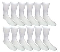 Yacht & Smith 6 Pair Of Ladies Diabetic Nephropathy Diabetic Crew Socks, Solid Colors (White, Size 9-11)