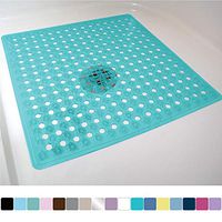 Gorilla Grip Original Patented Bath, Shower, and Tub Mat, 21x21, Machine Washable, Antibacterial, BPA, Latex, Phthalate Free, Square Bathroom Mats with Drain Holes, Suction Cups, Turquoise