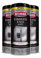 Weiman Stainless Steel Cleaner Wipes (3 Pack) Removes Fingerprints, Residue, Water Marks and Grease from Appliances - Works Great on Refrigerators, Dishwashers, Ovens, and Grills