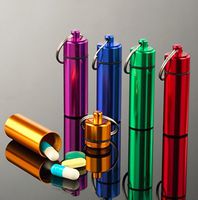 MagiDeal Outdoor Aluminum Alloy Water-proof Air-tight Pill Fob Pill Case Box Holder Container with Key Chain