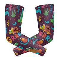 Men's UV Protection Arm Sleeve Red Dinosaur Birthday Party Supplies Compression Arm Sleeve, Skin Protection Cooler Cycling Sleeves for Outdoor Activities to Cover Arms