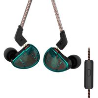 KZ AS10 5BA HiFi Earbud Headphones,Stereo Earbud Earphone 5 Balanced Armature Drivers, HiFi DJ Monitor,Noise Canceling (Green,Mic)