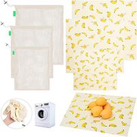 Beeswax Food Wrap and Organic Cotton Mesh Product Drawstring Bags, Eco Friendly Plastic Free - Biodegradable Bowl Cover, Sustainable Sandwich Wrappers Bags Wrap, Alternative to Wrap