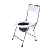 BINZHI Stainless Steel Shower Chair Bedside Bathroom Anti-Slip Foot Pad Portable Folding Home Adult Elderly Disabled Chair Bedside Toilet (Color : B)