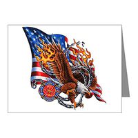 Note Card Firefighter Eagle Flames and Chains