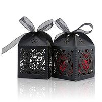 COTOPHER 100 Pack Love Heart Laser Cut Candy Boxes Wedding Party Favor Boxes Small Gift Boxes for Wedding Bridal Shower Baby Shower Birthday Party (100, Black)